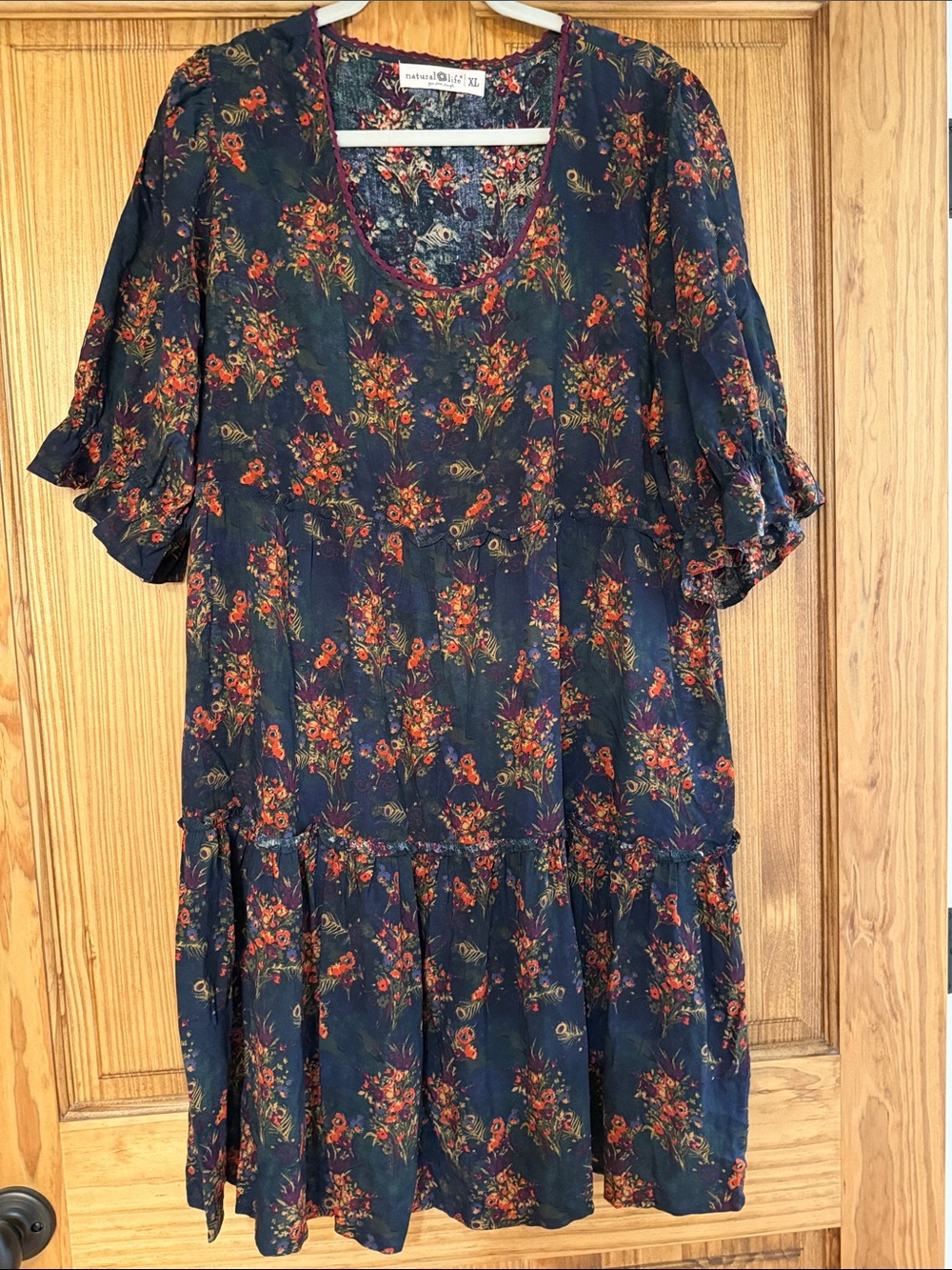 Natural Life Floral Navy Tiered Midi Dress -